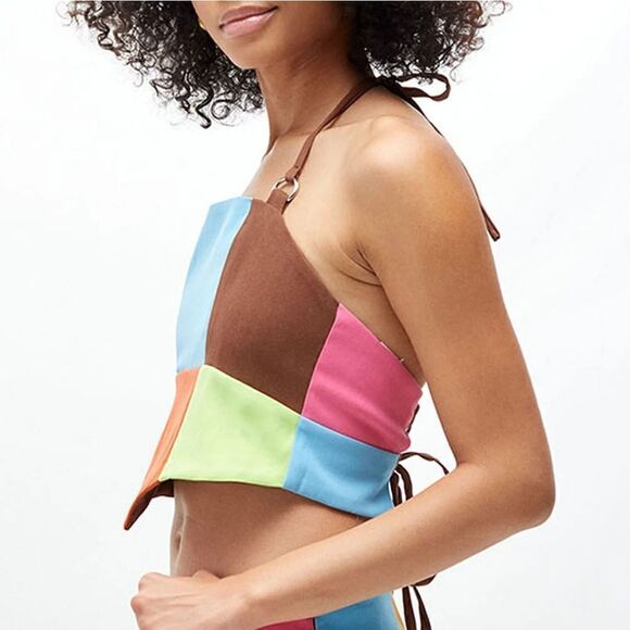 The Ragged Priest Rodeo Patchwork Halter Top Size Medium NWT - Picture 3 of 8